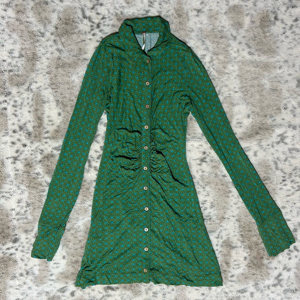 Free People Green Long Sleeve Dress